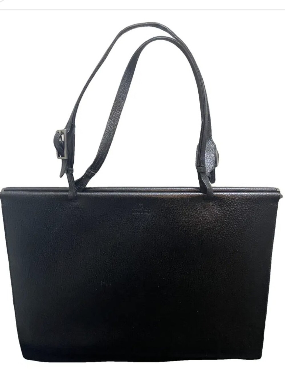 Gucci Vintage Black Leather Tote 1980s-era Preloved